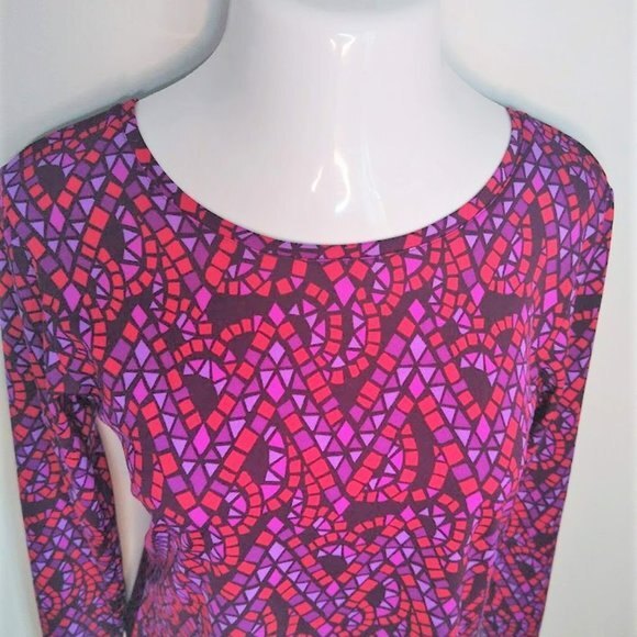 Bob Mackie Wearable Art Pink Spring Blouse Stained Glass Pattern Medium - Picture 4 of 9